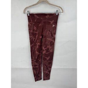 Gymshark Adapt Seamless Camo Legging Women Medium Cherry Brown Red Scrunch